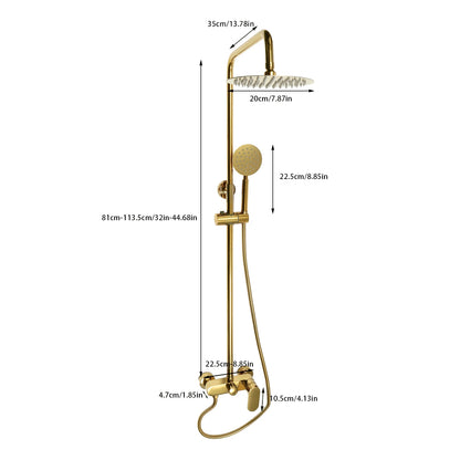 Douche - Regendouche - Douchewand - Douchekolom - Douchepanelen - Wandgemonteerde Regendoucheset - Verstelbare Hoogte - 3 Straalsoorten & Enkelhendel Mixer - Gouden - QUORE