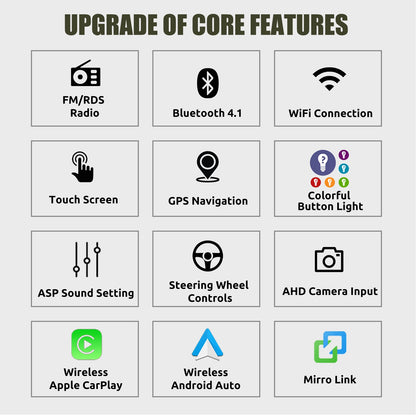 Multimedia Speler Auto – Autoradio Android Unit – Touchscreen Navigatie Systeem – CarPlay Android Auto – 7 Inch Full Touchscreen – Draadloze GPS WiFi Compatible Volkswagen - QUORE