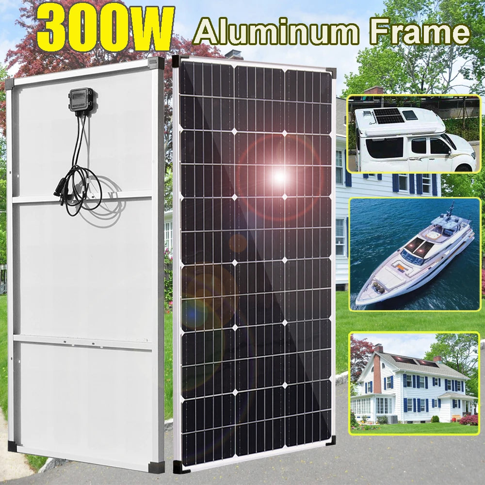 Zonnepaneel - Zonnepanelen - Zonne-energie - Zonne-kit - 12V Module - Aluminium Frame Lichtgewicht Fotovoltaïsch Paneelsysteem - 300W - 2 Stuks - Waterdicht - voor Boot - Camper - Caravan - RV - Tuin