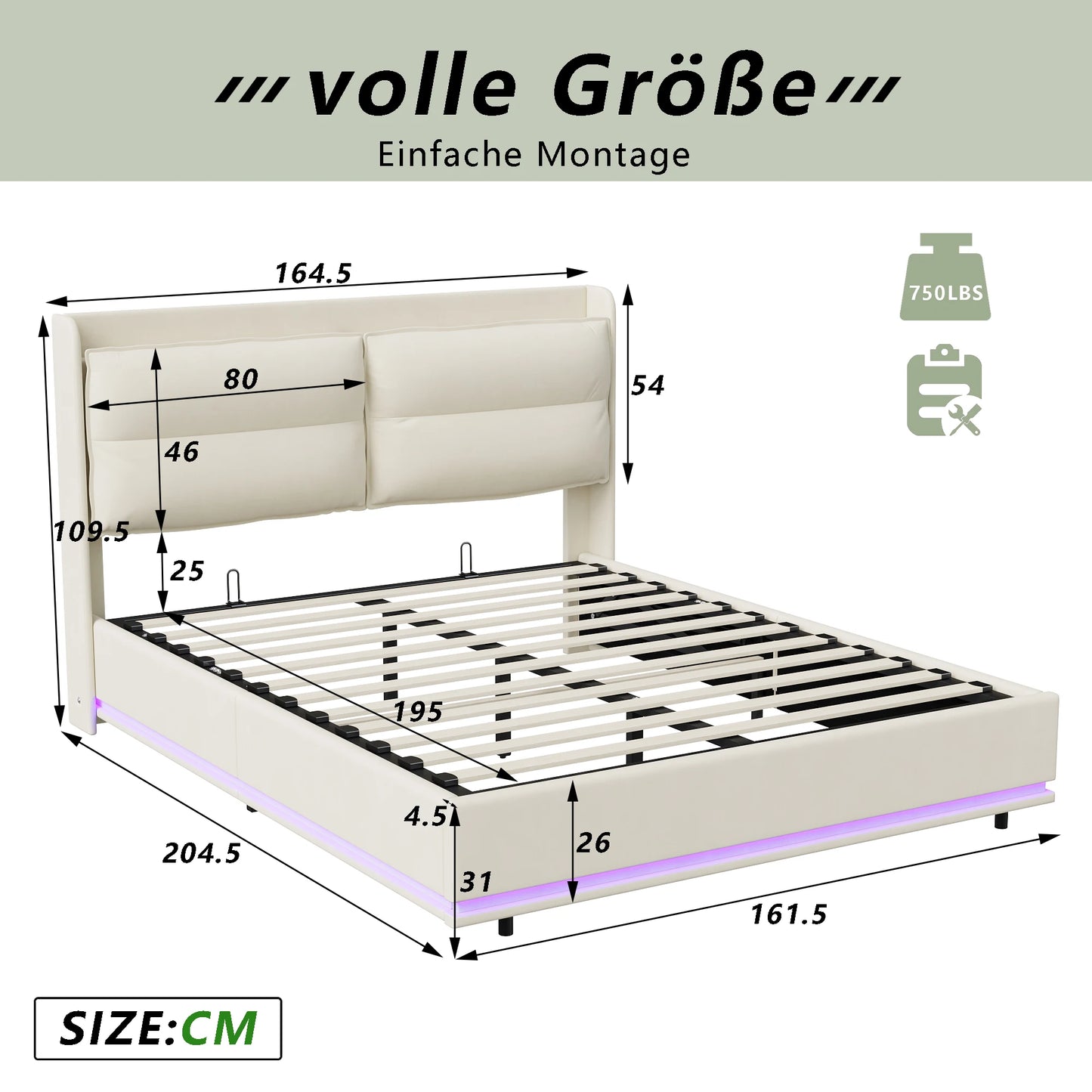 Tweepersoonsbed – Bedframe – Boxspring – Slaapkamerbed – Opbergbed – Hydraulisch Opbergsysteem – Fluwelen Bekleding – 140x200 cm - QUORE