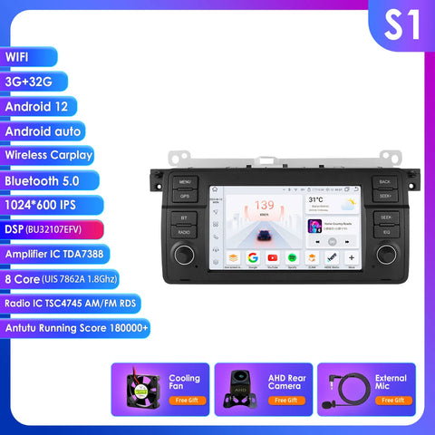 CarPlay - Multimedia Autoradio - CarPlay Scherm - Autoradio - Android Automultimedia - S1 AHDC2- voor BMW 3 Reeks E46 M3 1998-2001 2002 2003 2004 2005 - AutoRadio Multimedia Videospeler