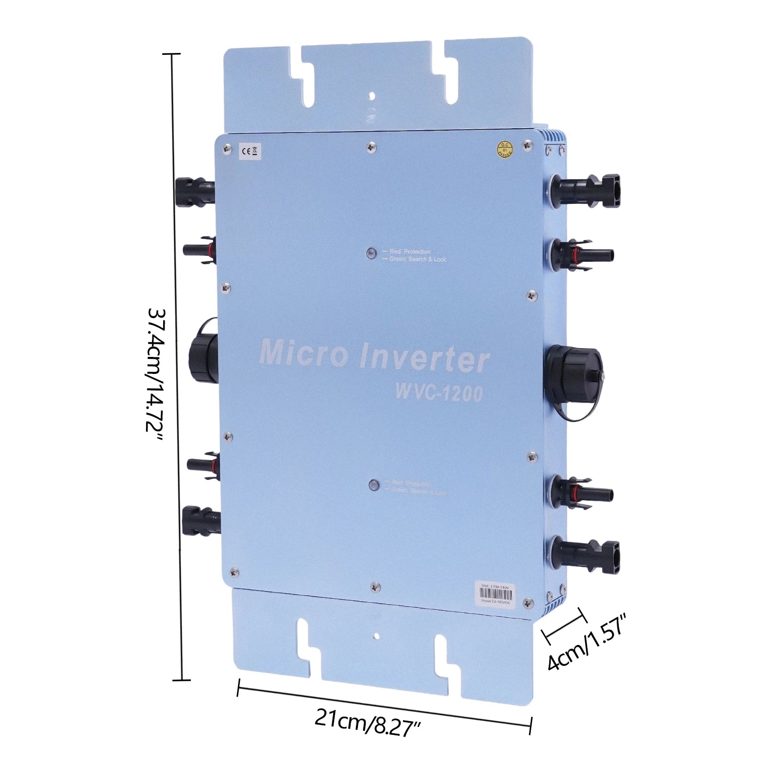 WVC-1200W Solar Grid Tie Micro Inverter IP65 Waterproof MPPT 220V Solar Microinverter DC22-50V for 30V/36V Solar Panels, EU Plug - QUORE