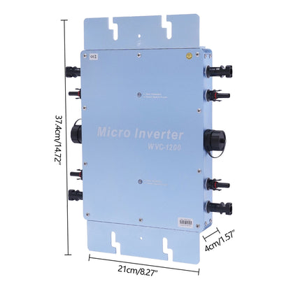 WVC-1200W Solar Grid Tie Micro Inverter IP65 Waterproof MPPT 220V Solar Microinverter DC22-50V for 30V/36V Solar Panels, EU Plug - QUORE