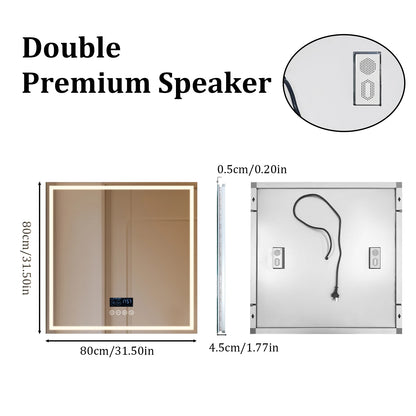 LED Badkamerspiegel – Slimme Spiegel – Anti-Condens Spiegel – Bluetooth Spiegel – Touchbediening – 6000 Lumen – Aluminium Ontwerp - Rond
