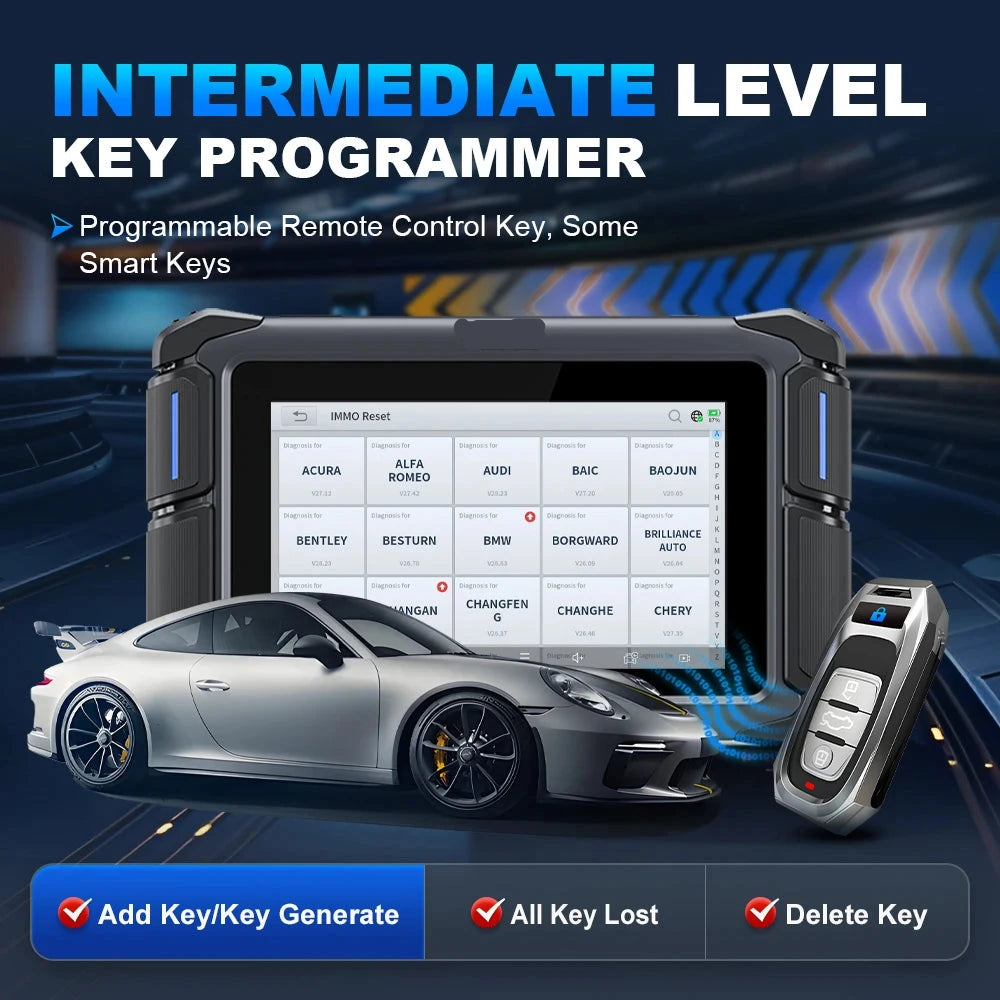 Auto Diagnosetool – OBD Scanner – Foutcode Lezer – Vehicle Tester – 7 Inch Touchscreen – Key Programming – 34+ Onderhoudsdiensten