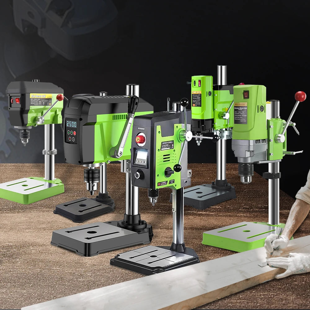 BG-5157 - Tafelboormachine - Variabele Snelheid - 1050W - 1-16mm - 60Hz - Werktafel - kantelbaar - Dieptestop - Kolomboormachine  - Tafelkolomboormachine - Groente - QUORE