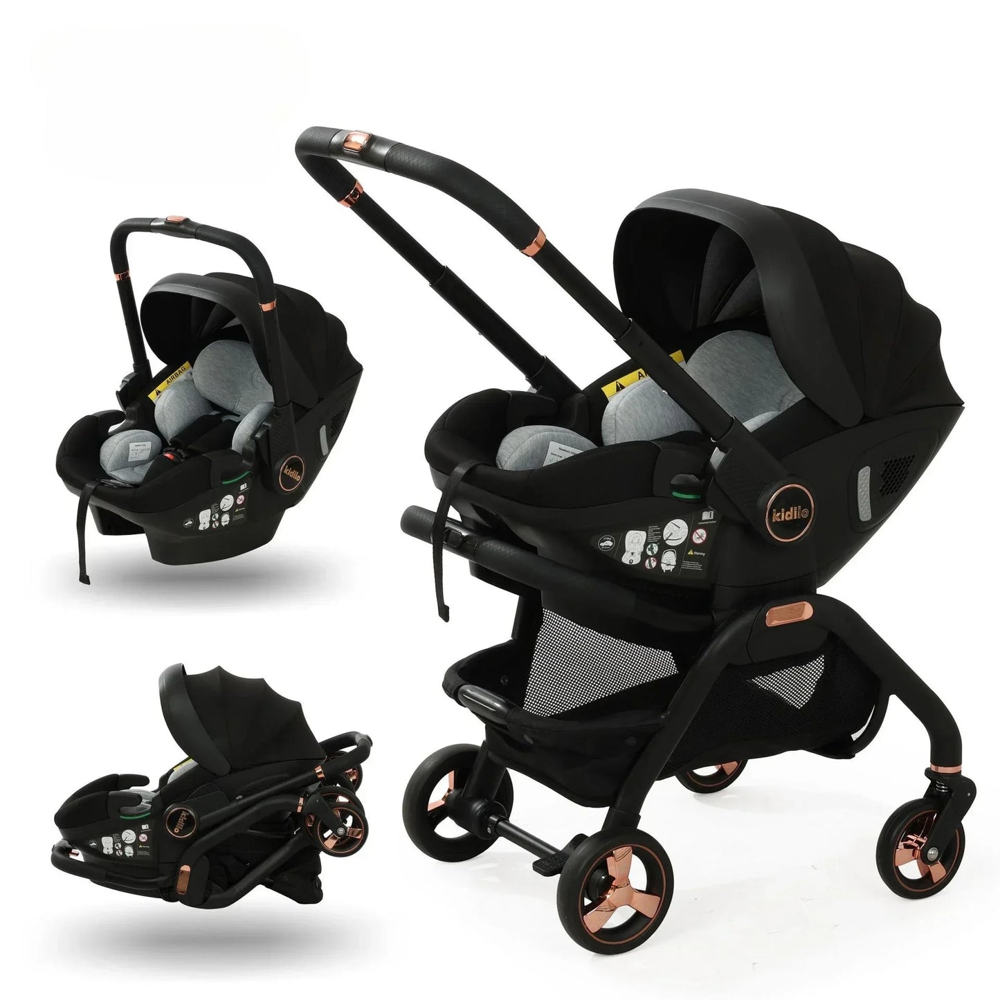 Portable 3-in-1 Baby Stroller Newborn Baby Sleeping Basket Multi-function Child Car Seat Luxury Baby Carriage Foldable