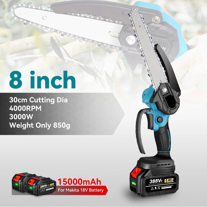 Kettingzaag - Snoeizaag - Takkenzaag - Handzaag - Draadloze - Elektrische - 8 Inch Zaagblad - Brushless Motor - Handzaam Snoeigereedschap – Inclusief 1x 18V Accu en Lader - QUORE