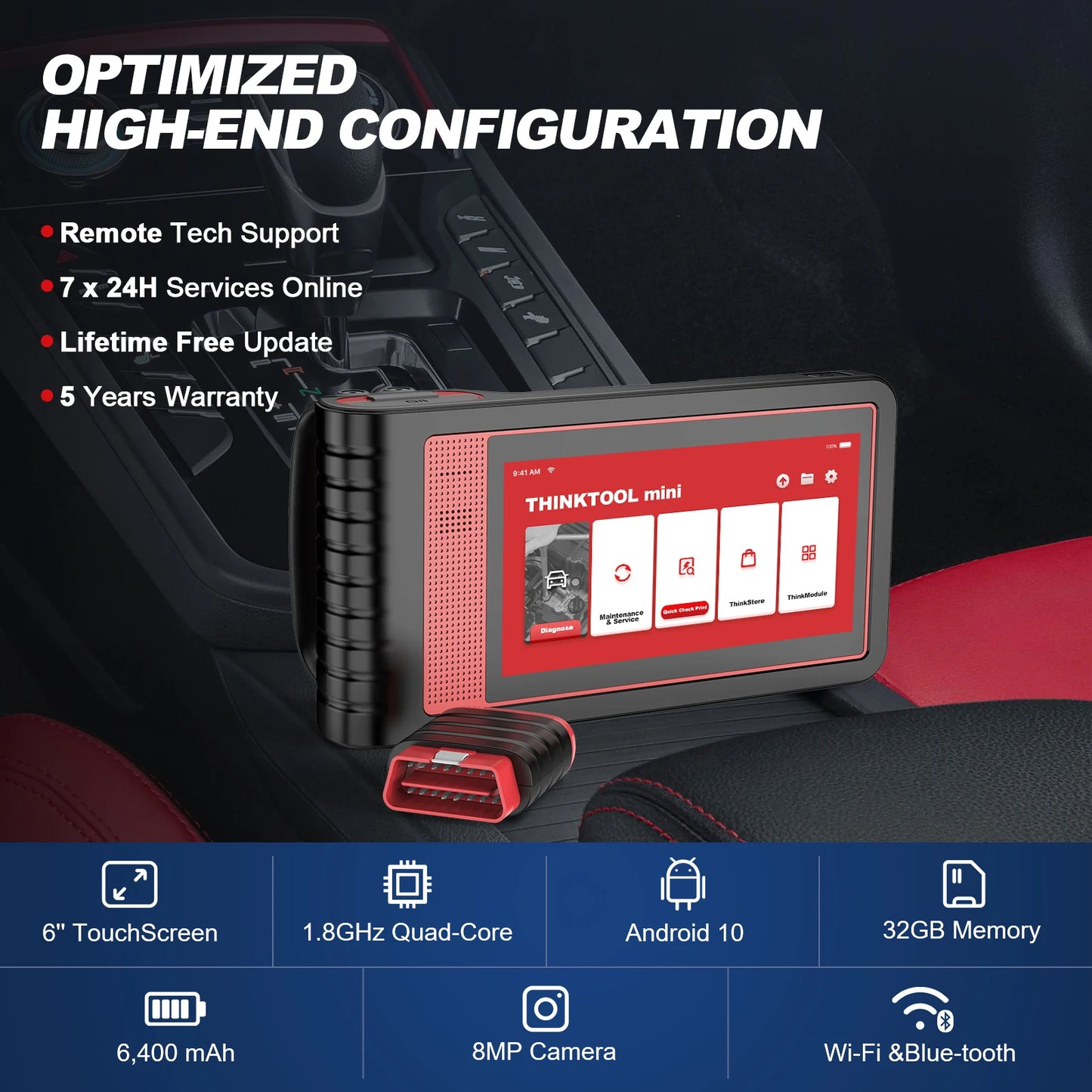 OBD2 Diagnose Tool – Auto Scanner – Fehlerdiagnose – Motor Tester – Onderhoud Reset – ABS Remsysteem – Accubeheer - QUORE