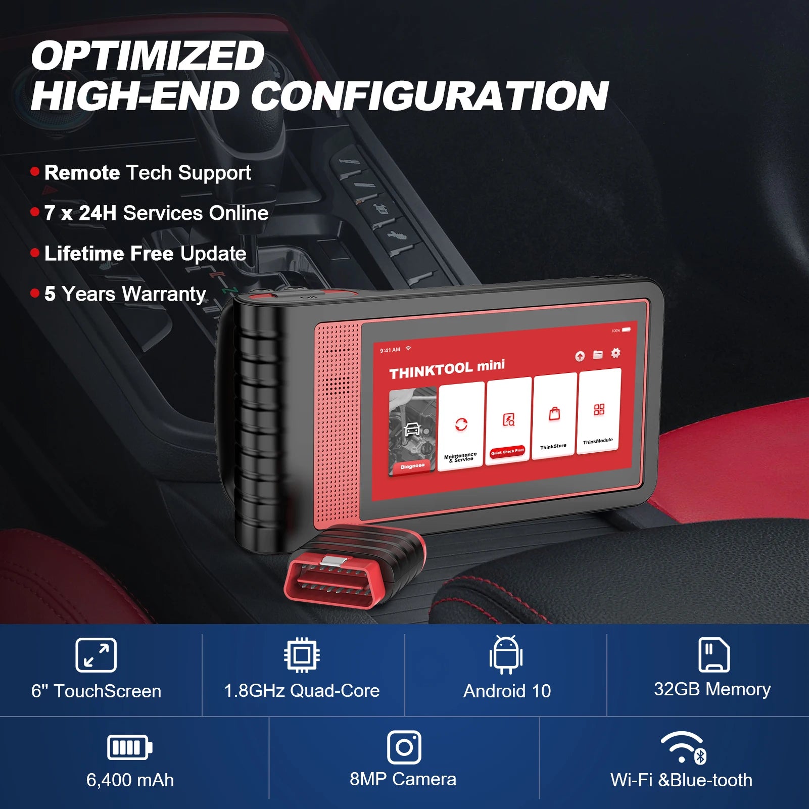 Autodiagnosetool – OBD2 Scanner – Foutcode Uitlezer – Resettool – Diagnosescanner – Meerdere Resetfuncties – Motorkalibratie - QUORE