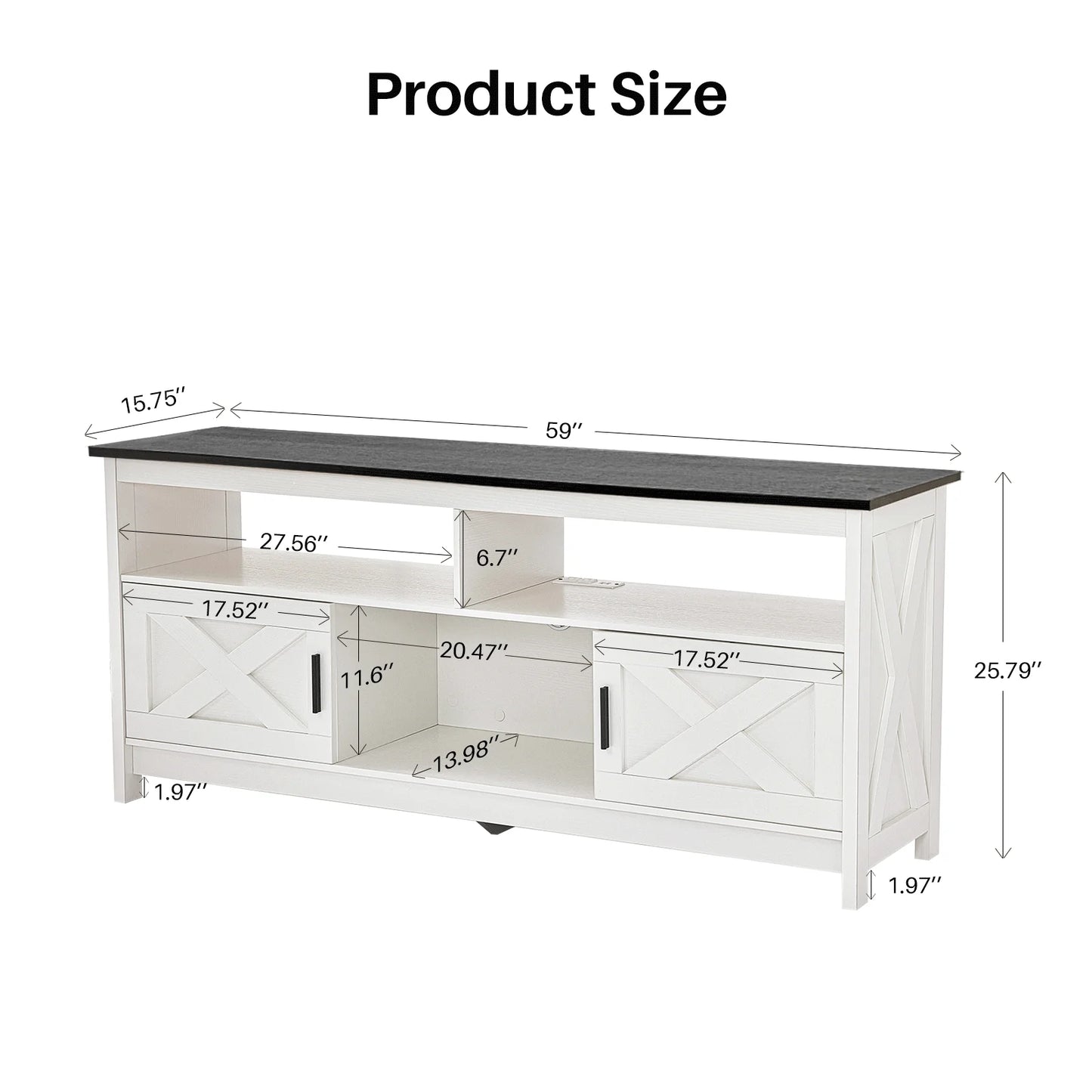 Tv-Meubel – Tv-Kast – Tv-Stand – Meubel – Draagkracht 136 Kg – Stopcontact Met Usb-Poort - 150 x 40 x 66 cm - Zwart