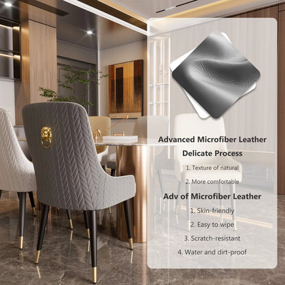 Eetkamerstoelen - Keukenstoelen Set 2 - Stoel - Moderne - Lederen Stoelen – Hoge Rugleuning – Stalen Poten – Luxe Design - Grijs - QUORE