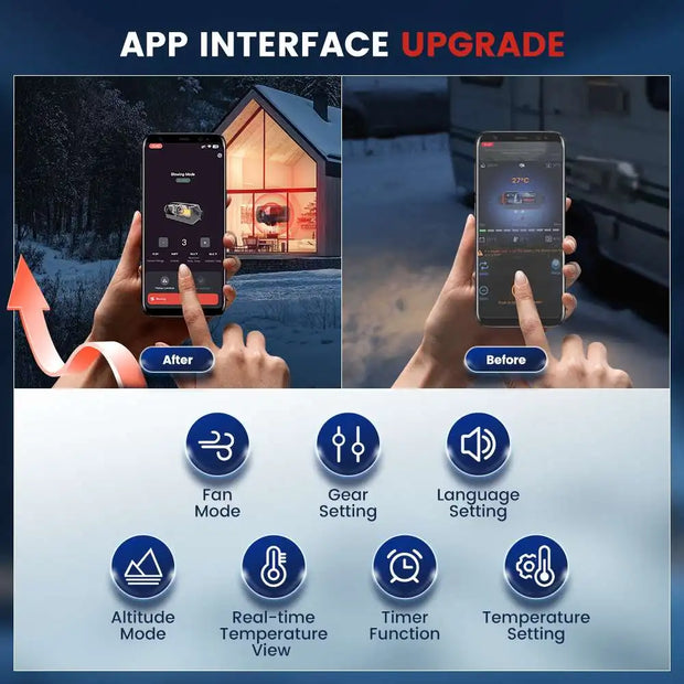 Diesel luchtverwarmer - Luchtverwarmer Standkachel - dieselkachel -  5-8KW - 12V -  Met BT - Koolstofzwart