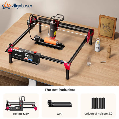 AlgoLaser 10W Laser Engraver with Rotary Roller Riasers Desktop Laser Engraving Machine for Beginners Metal Tumblers Logo Gift - QUORE