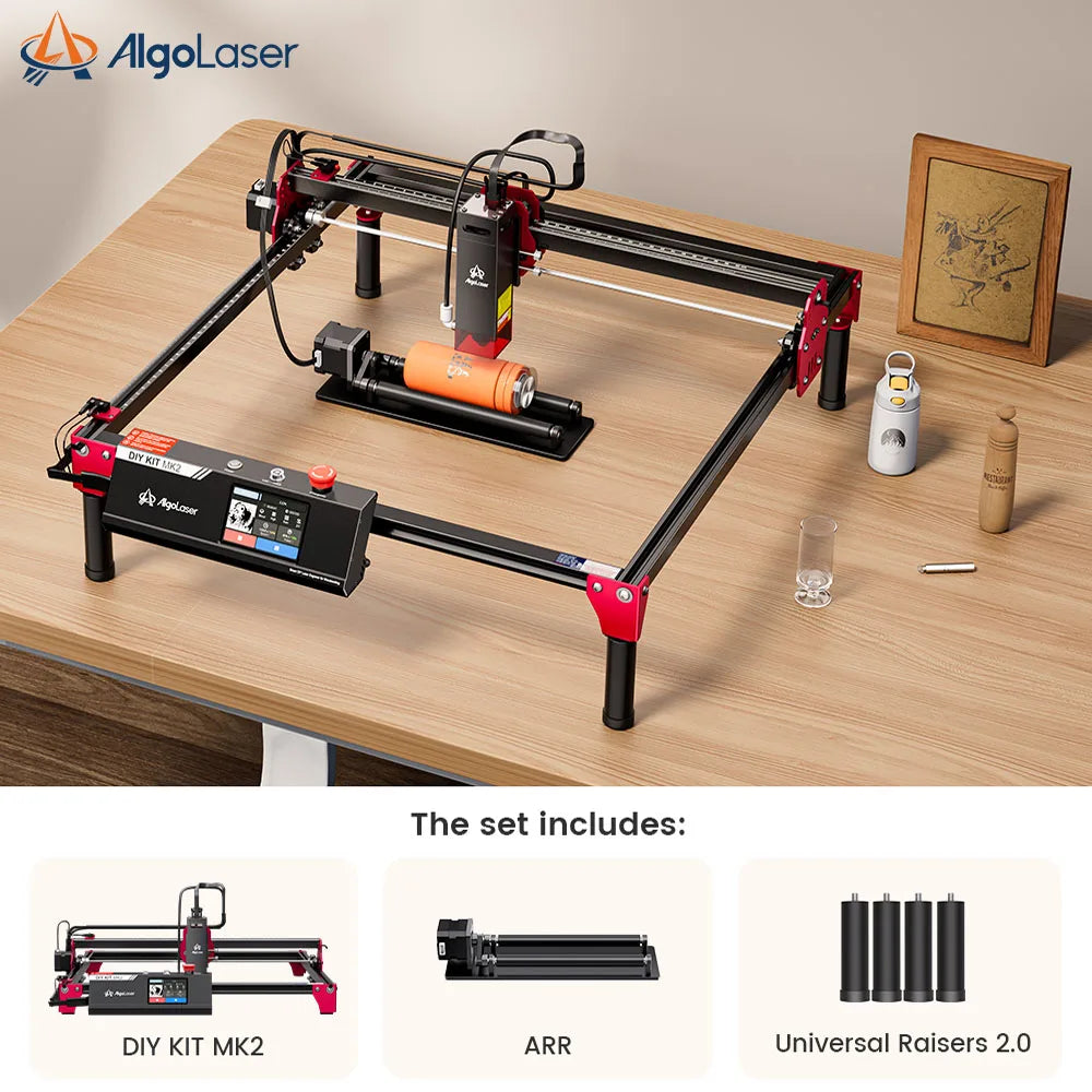 AlgoLaser 10W Laser Engraver with Rotary Roller Riasers Desktop Laser Engraving Machine for Beginners Metal Tumblers Logo Gift - QUORE