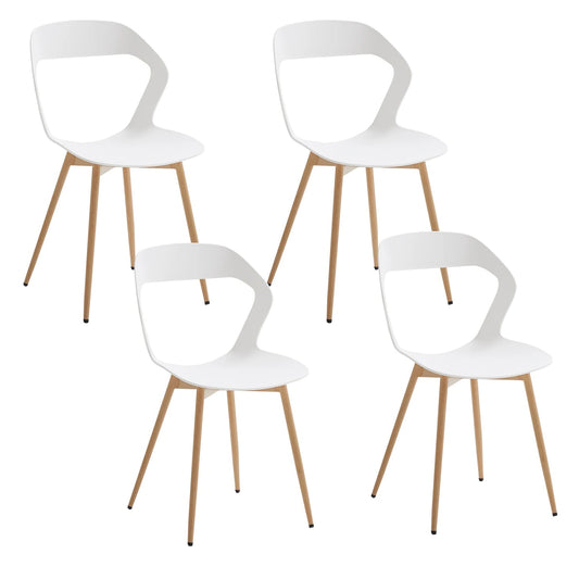 Stoel - Stoelen Eetkamerstoelen - Set van 4 Stoelen - Holle Eetkamerstoelen - Modern & Eenvoudig - Huishoudelijke Kruk met Rugleuning - Scandinavische Onderhandelingsstoel - Plastic Stoel - Rugleuning hoogte <125mm/12.cm - Wit - QUORE