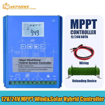 4000W MPPT Wind & Solar Hybrid Charge Controller  12V 24V 48V Regulator for Wind turbine and Solar Panels  Charging Battery