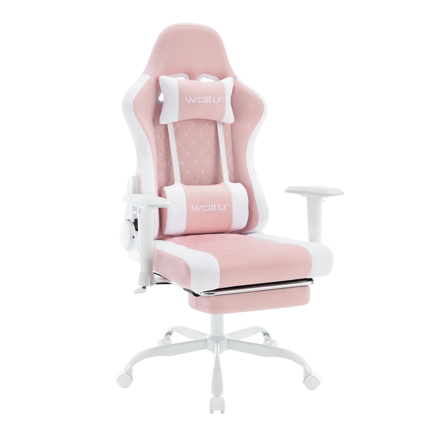 Ergonomische Gamingstoel – Bureaustoel – Office Chair – Gamerstoel – Relaxstoel – Massagefunctie Rug En Nek – Verstelbare Rugleuning 90-155° - Wit-Roze