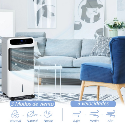 Mobiele Airco - Draagbare Airconditioning - Mini-Airconditioning - Verdampings Luchtbevochtiger - met Wielen - 12L Reservoir - voor Koeling - Ventileren - Ontvochtigen - 75W - 25-35 m² - 220-240 V/50HZ  - 38 x 35 x 81 cm - Wit & Zwart