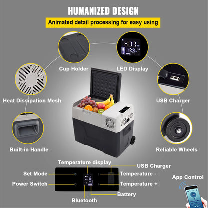 Sihao Car Refrigerator 15L-55L Mini Fridge Freezer Portable Compressor Cooler 12/24V DC 110-240V Ice Box Driving Camping Picnic