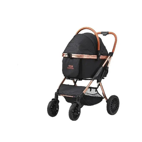 Hondenwagen - Opvouwbaar - Kinderwagen met remmen - Kinderwagen met remmen - Afneembare draagtas voor kleine tot middelgrote honden - Zwart - QUORE