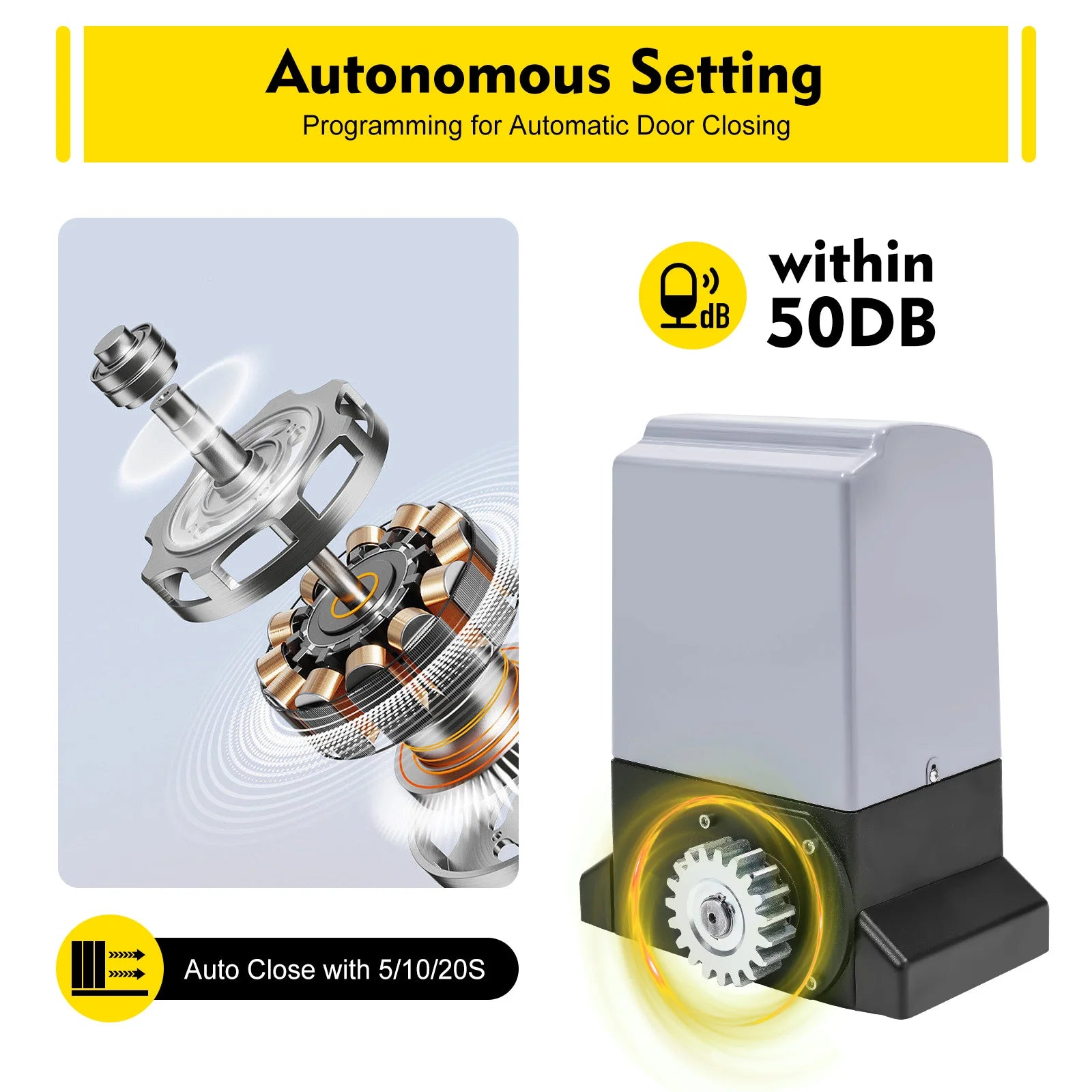 Automatische schuifpoortopener – schuifdeur opener – poortmotor – elektrische poortopener – poortbediening – Zilver – 750W Motorkracht – Geschikt voor poorten tot 1600 kg - QUORE