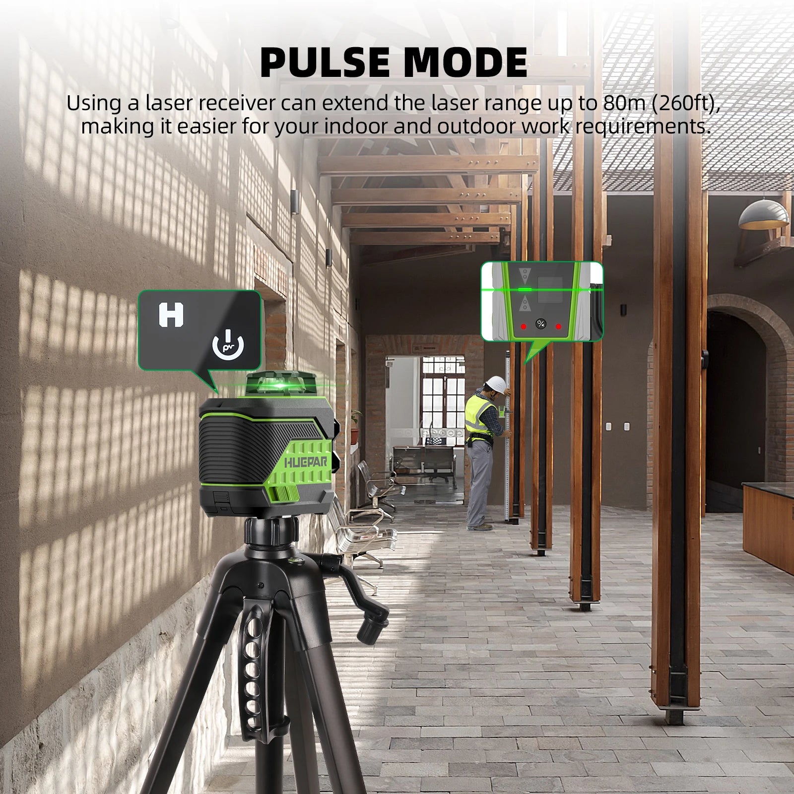Huepar Z03CG 12 Lines Laser Level Green Cross Line Self-leveling 2pcs Li-ion Batteries With Bluetooth&Remote Control Laser Tools - QUORE