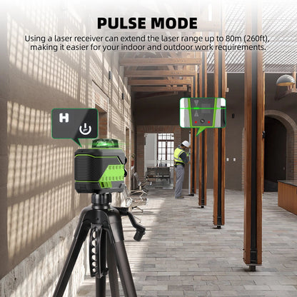 Laserwaterpas – 3D 360° Kruislijnlaser – Zelfnivellerend – Bluetooth Laser – 3x360° Lijnen – IP54 Bescherming – 7 Uur Batterijduur - met 8RG