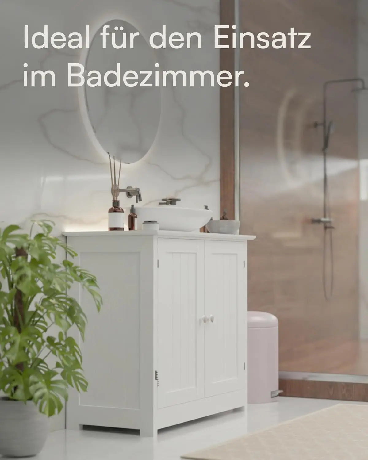 Sink Base Cabinet - Badkamerijdelheid - Opbergkast - Magnetische vergrendeling - Verstelbare plank - MDF-constructie - 60 cm x 60 cm x 30 cm - Wit