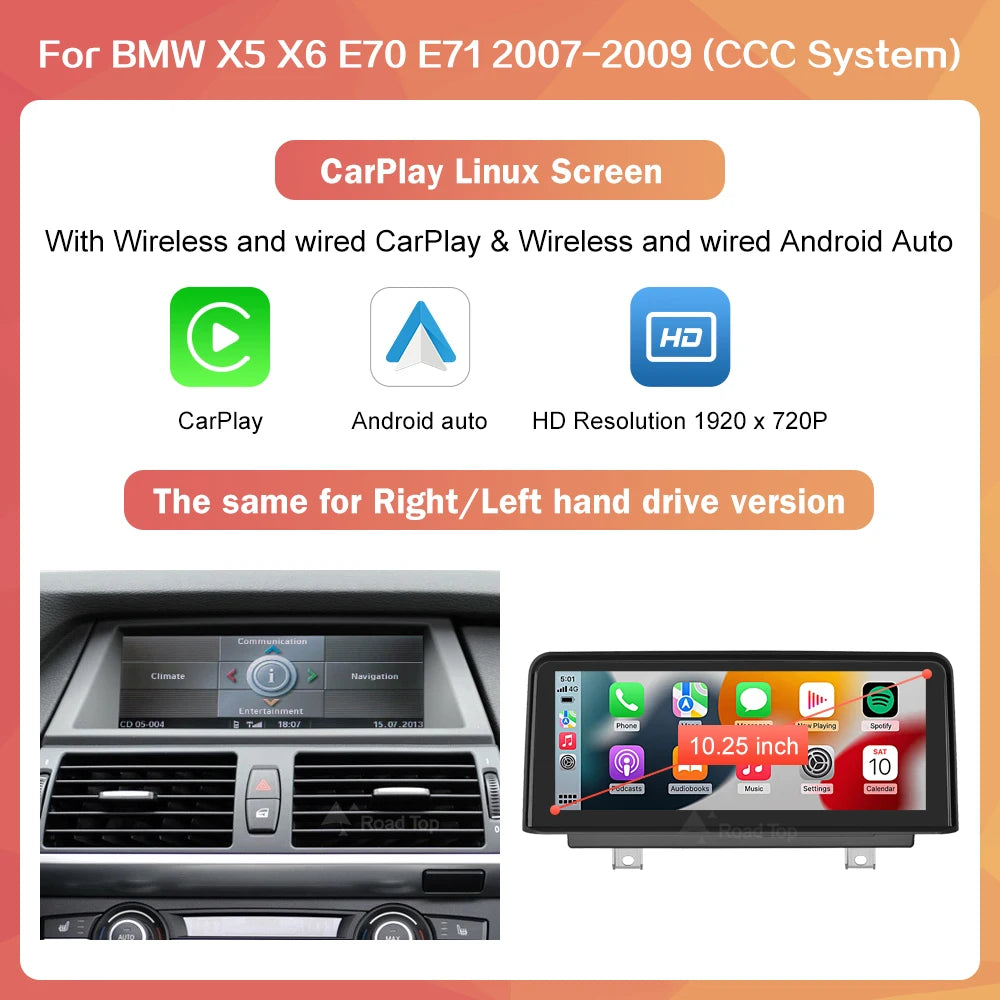 Multimedia Touchscreen – CarPlay Systeem – Android Auto Interface – Auto Navi Display – CCC CIC Vervanger – Draadloos CarPlay & Android Auto – 10.25 Inch 1920x720 Display