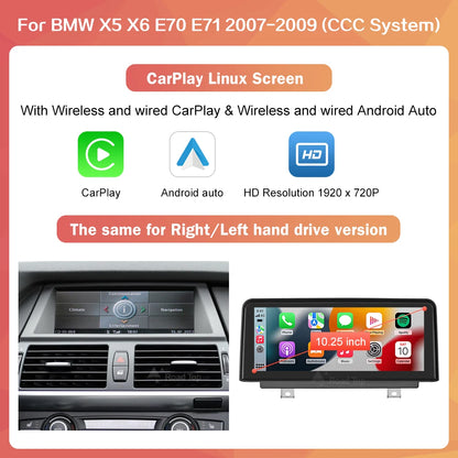 Multimedia Touchscreen – CarPlay Systeem – Android Auto Interface – Auto Navi Display – CCC CIC Vervanger – Draadloos CarPlay & Android Auto – 10.25 Inch 1920x720 Display