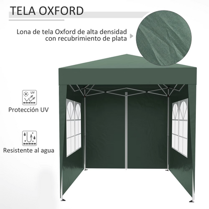 Paviljoen - Tuinpaviljoen - Partytent - Tuintent - Pop-up Kliksysteem - Stabiel - Vouwtent - Opvouwbaar - Waterdicht - Winterbestendig - 50+UV-Bescherming - voor Tuin - Buiten - Achtertuin - 2 x 2 m - Groen