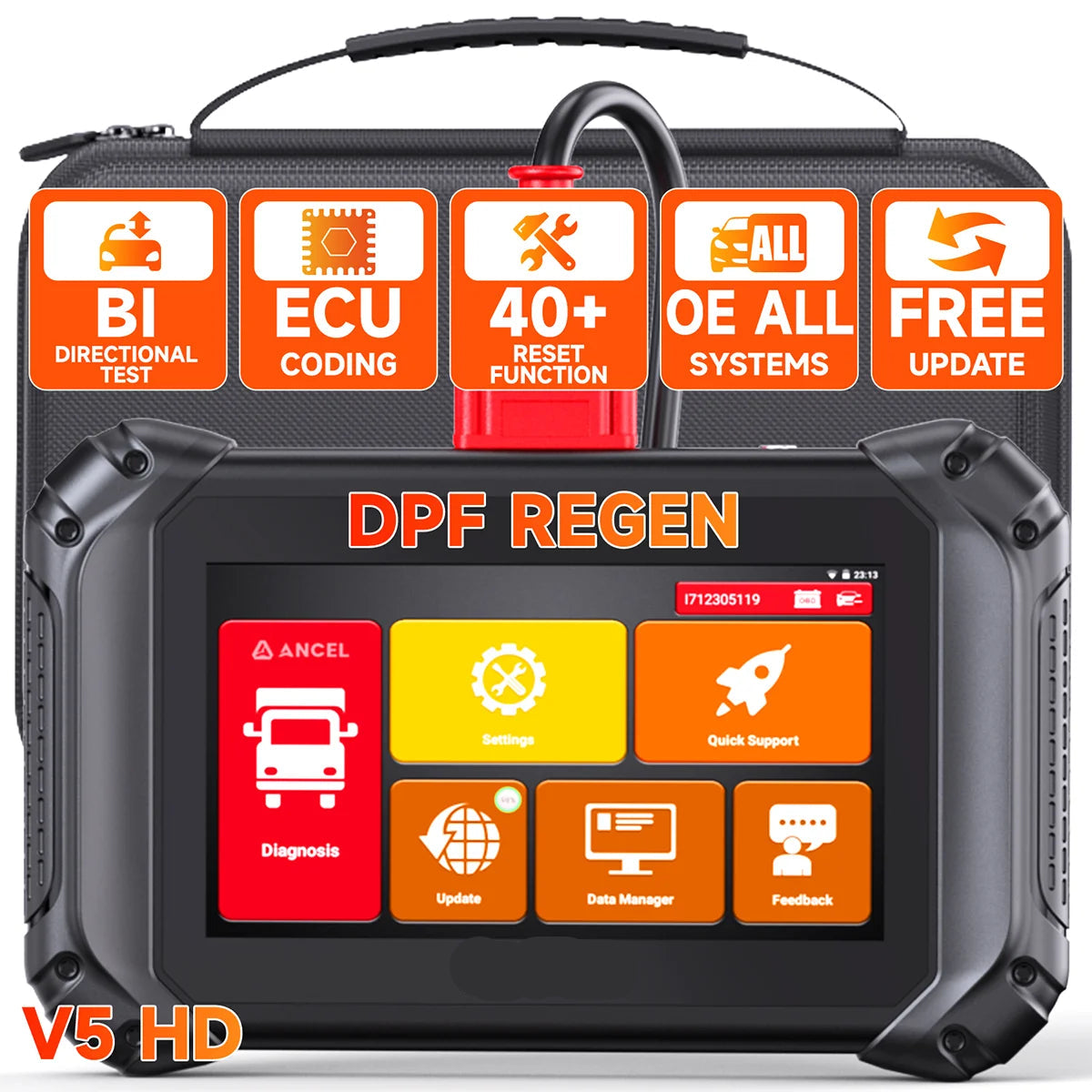 Professionele Diagnosetool – Truck Scanner – Vrachtwagen Scanner – Bedrijfswagen Diagnosetool – 7-Inch Tablet – 40+ Speciale Functies – Bluetooth & WiFi