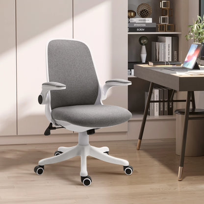 Bureaustoel – Ergonomische Bureaustoel – Werkstoel – Kantoorstoel – Afstelbare Lendensteun – Ademend Linnen – 360° Draaibare Wieltjes