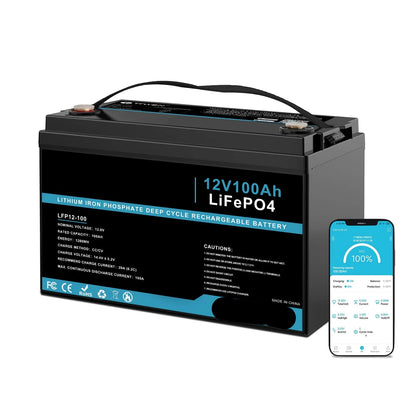 LiFePO4-Accu – 12V Accu – Lithium Accu – Energieopslag – Zonne-energie Accu – 100Ah Capaciteit – IP65 Waterdicht