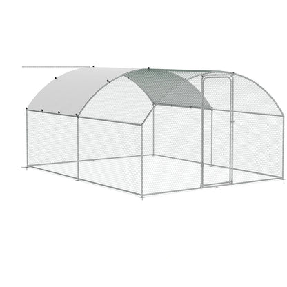 Kippenren - Kippenhokken - Kippenhok - Inloop Kippenren - Grote Metalen - 4x3x2m - met Dak - Koepel Ontwerp - Weerbestendige - Kippenkooi - Verzinkt Stalen Frame - met PE Net - voor Tuin - Boerderij - Eenden - Konijnen & Pluimvee