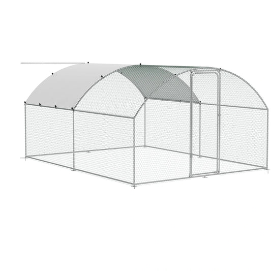 Kippenren - Kippenhokken - Kippenhok - Inloop Kippenren - Grote Metalen - 4x3x2m - met Dak - Koepel Ontwerp - Weerbestendige - Kippenkooi - Verzinkt Stalen Frame - met PE Net - voor Tuin - Boerderij - Eenden - Konijnen & Pluimvee