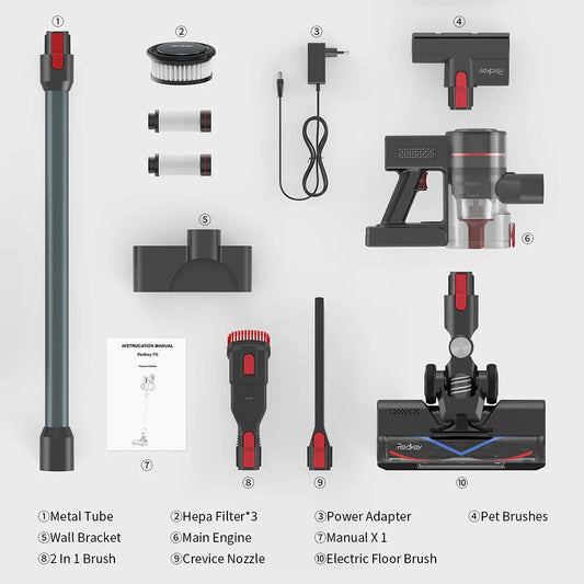 Steelstofzuiger - Draadloze - Vacuum Cleaner - Stofzuiger - met LED Display - 8-in-1 - Dubbele HEPA Filters – 30,000 Pa - 350W - Voor Auto & Huis - 2,9 KG