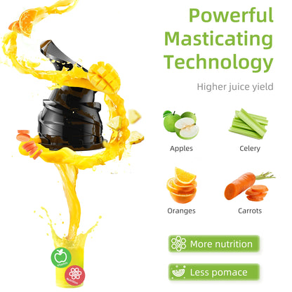 Slowjuicer - Juicer - Juice Maker - Sapcentrifuge - 78mm Voedselinvoer – 200W – 40-65RPM – Voor Hele Vruchten