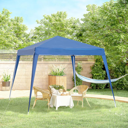 Opvouwbare Partytent 2,4x2,4 m – Waterdicht Pop-up Tuinpaviljoen – Staal & Oxford Doek – UV-bestendig - Blauw - QUORE