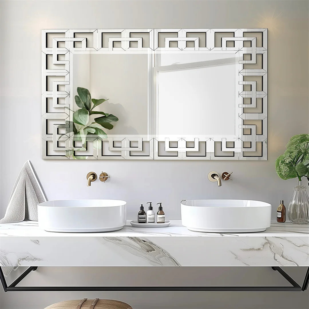 Spiegel – Wandspiegel – Passpiegel – Decoratieve Spiegel – Bevelglas Spiegel – 100x70 cm – MDF en Glas