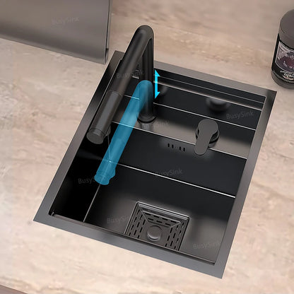 Hidden Cup Washer Bar Sink Stainless Steel Kitchen Sink Garden Coffee Sinks Wash Basin Mini Small Single Slot With Cover Plate