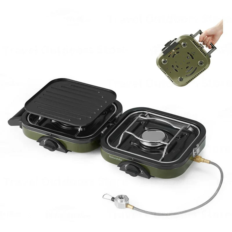 Gasstel – Camping Kooktoestel – Gasfornuis – Gasbrander – Buitenfornuis – Draagbaar Inklapbaar Design – Krachtige 2300W Branders