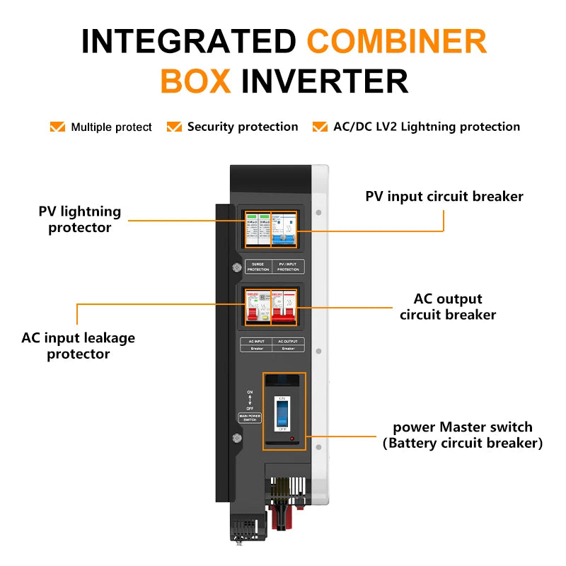 Zonne-omvormer – Hybride Inverter – Solar Inverter – MPPT Laadregelaar – Zuivere Sinusgolf – 6,2 kW Vermogen – WiFi Monitoring - QUORE