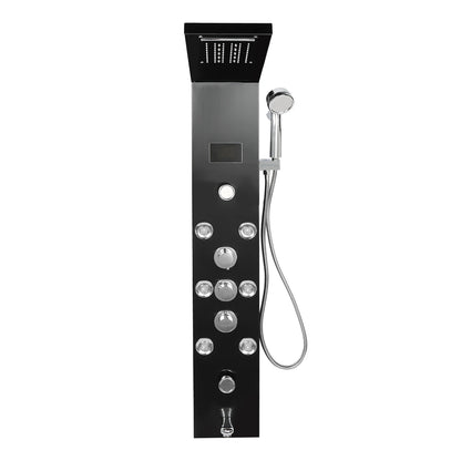 Douche - Regendouche - Douchewand - Douchekolom - Douchepanelen - 6-in-1 - Douchepaneel met LED - Regendouche - Waterval - Massage Jets & Handdouche - Zwart