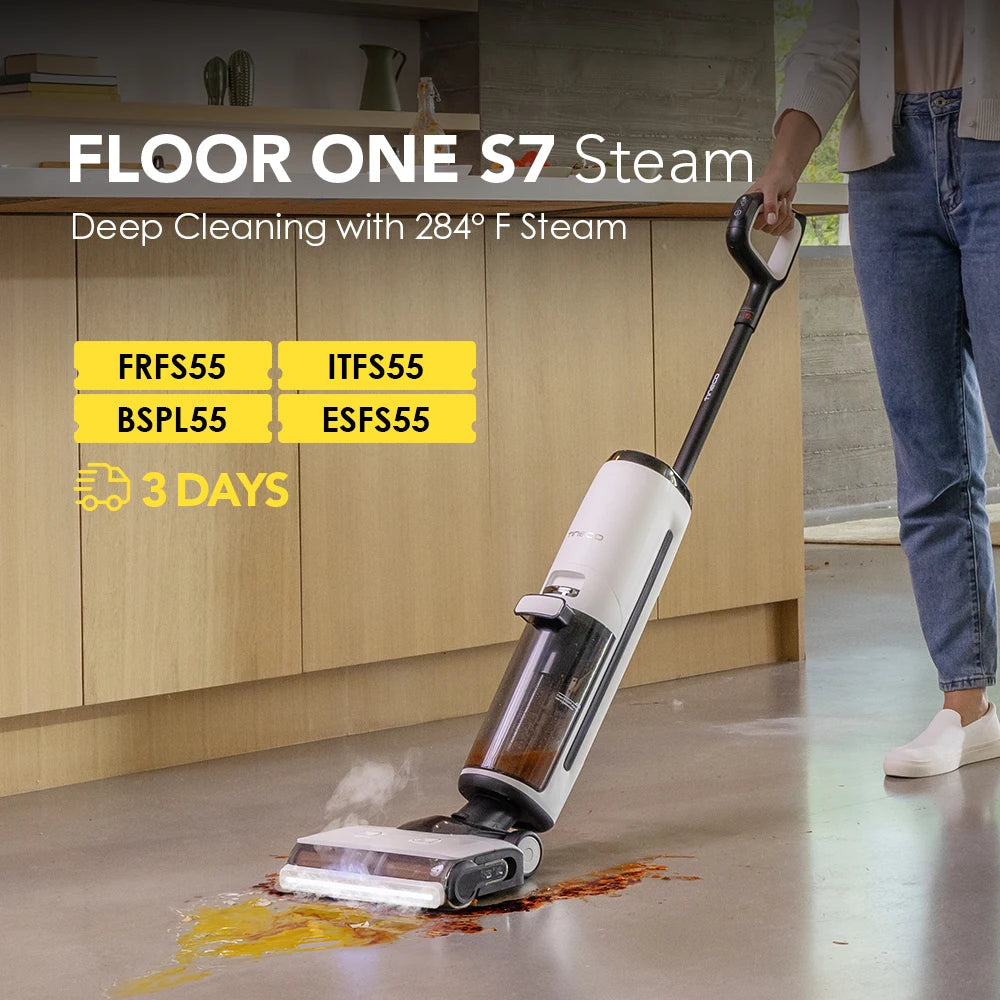 Tineco Floor ONE S7 Steam Cordless Wet Dry Vacuum Steam Mop All-in-One, Floor Washer for Sticky Mess Clean Up on Hard Floors