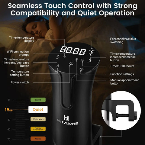 Sous Vide Stick - slow cooker - precision cooker - waterproof stick - koken - kookstick - slowcooker met timer - sous vide cooker - sous vide staaf - roestvrij staal - ultra stil - 1100W - QUORE