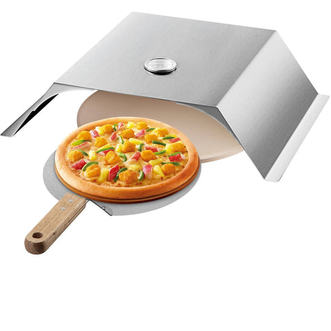 Pizzaoven - Pizzaovens voor buiten - Duurzaam - Pizzaoven voor buiten - Pizza Oven Houtgestookte - 22 Inch Pizzaoven - Pellet Pizza oven - Pizza Oven Tuin - Draagbaar - RVS - Zilver