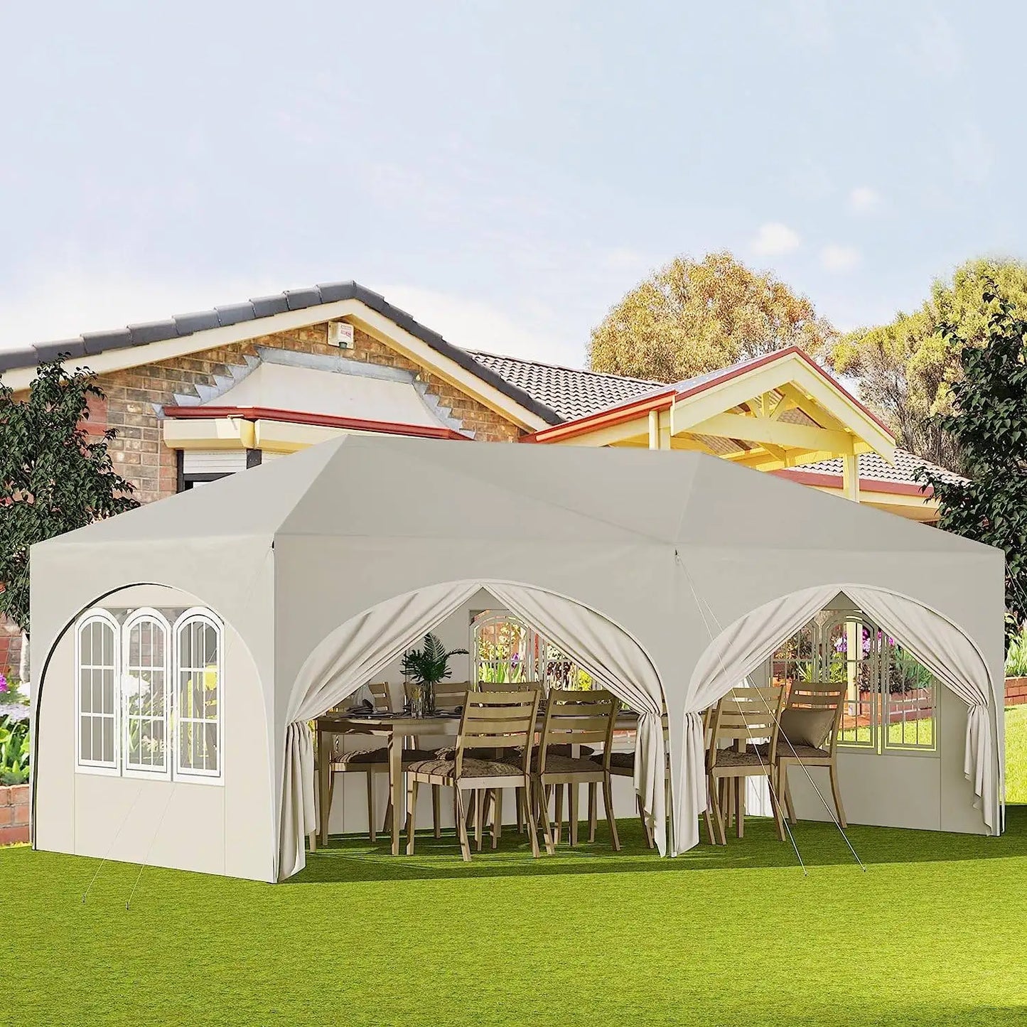 Tuinpaviljoen – Partytent – Outdoor Tent – Tuinkamer – Markttent – Waterdicht – 3x6 Meter – UV-Bescherming - Beige