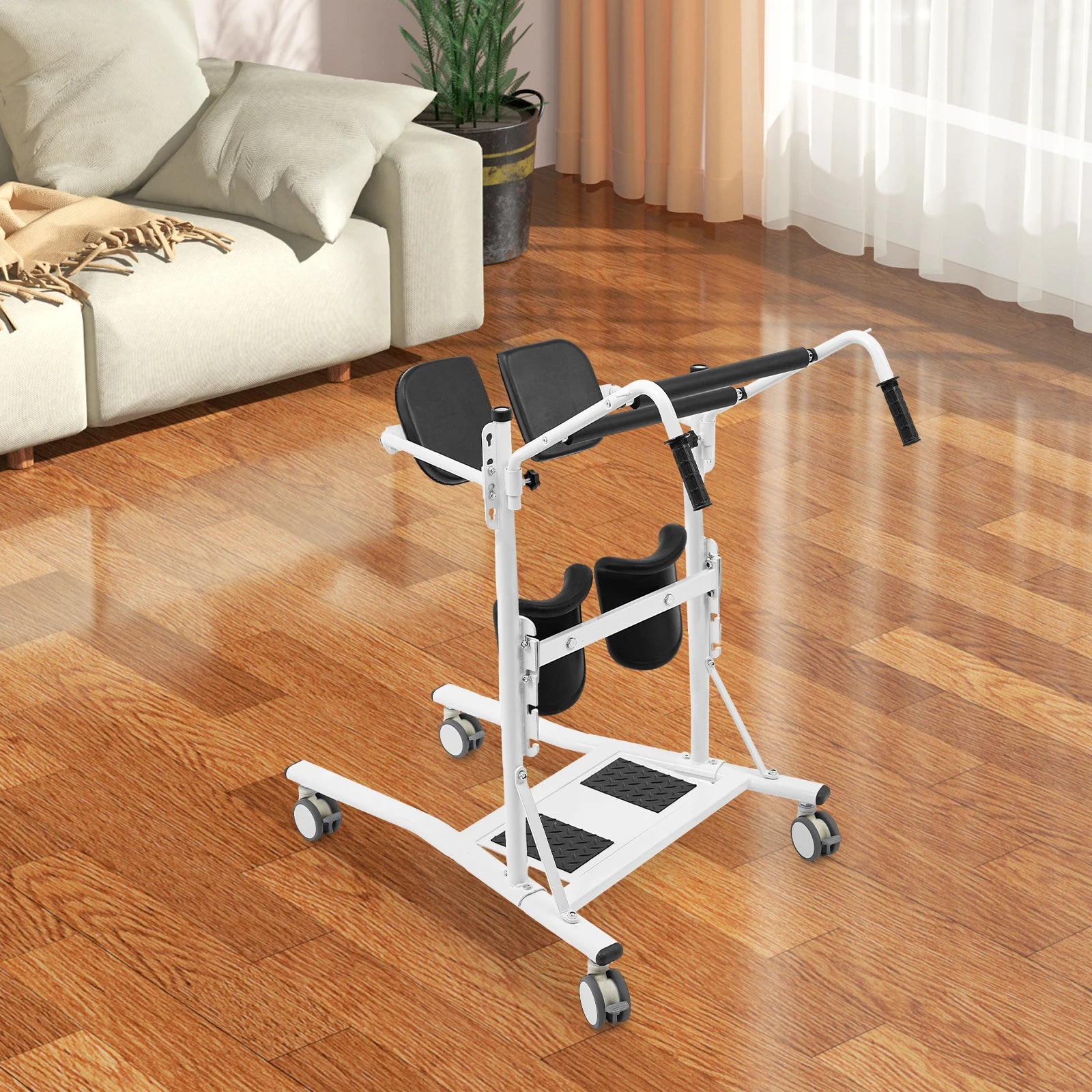 Sta-op Hulpmiddel – Sta-op Lift – Overplaatsingslift – Opstandhulp – Transferlift – Zitting en Kniestunen Verstelbaar – Max Draagkracht 120 kg – Carbonstaal Zwart - QUORE